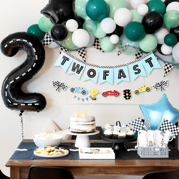 Blue Two Fast Two CuriousBirthday Decorations Two Fast Banner Growing Up Two Fast Birthday Decor Second Birthday Decorations Boy