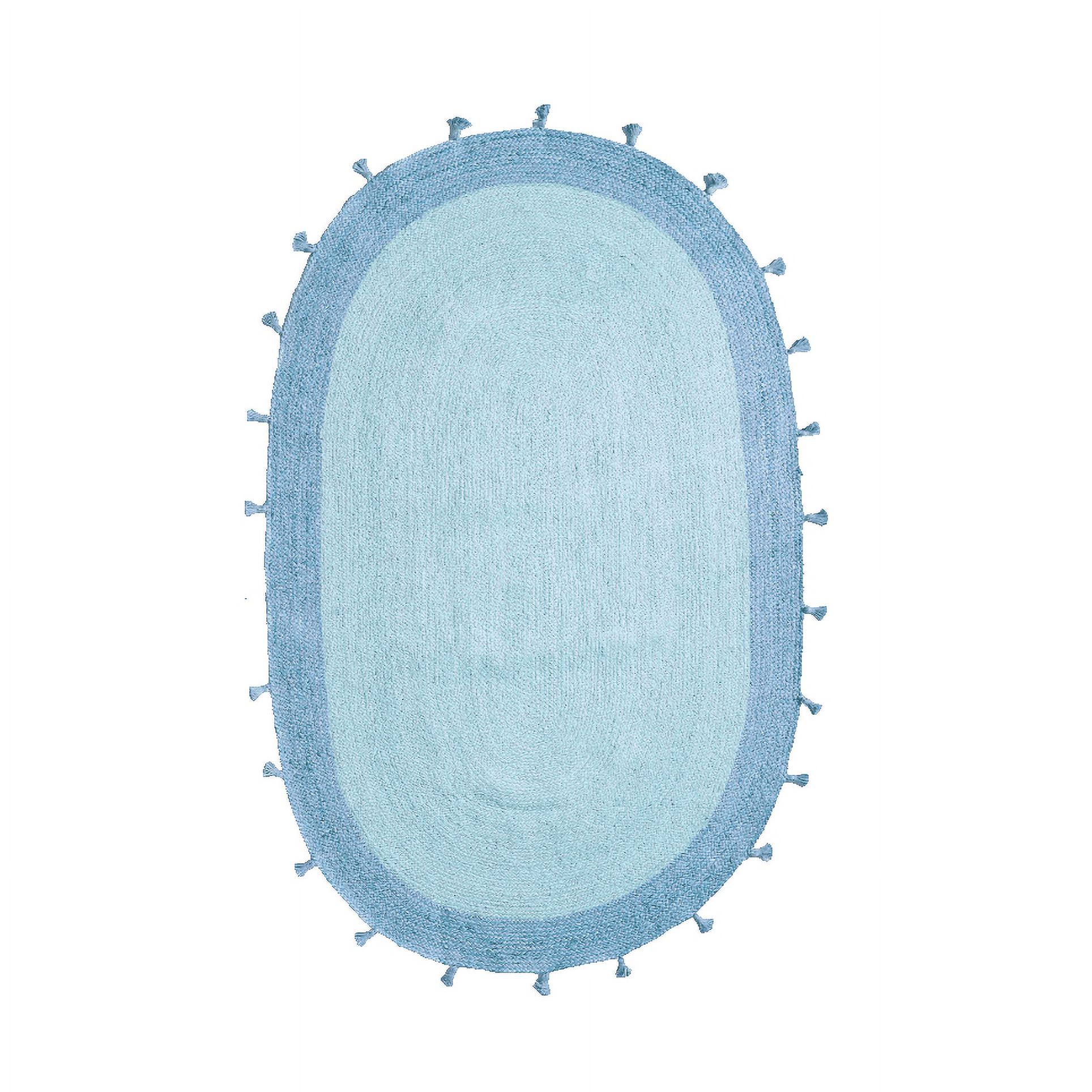 Blue Two Toned Oval Jute Rug with Tassels - Walmart.com
