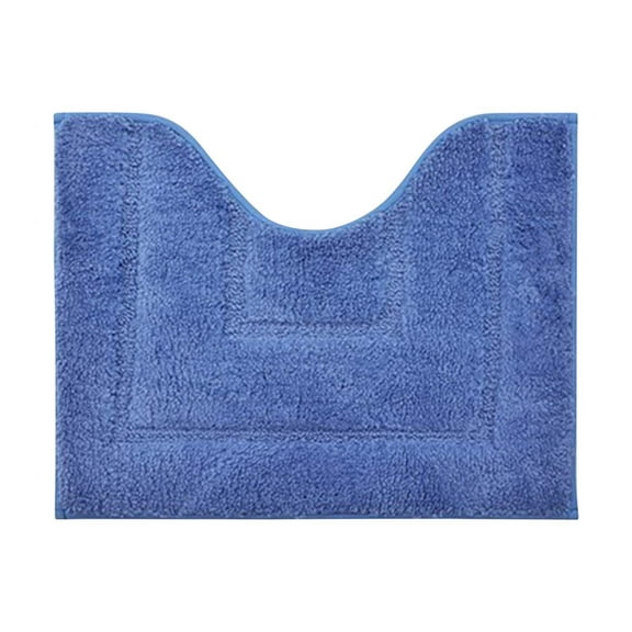 Blue U-Shaped Bathroom Rug, Super Absorbent & Quick-Dry Doormat, Non-Slip Backing For Safety, Perfect For Bath & Shower Use