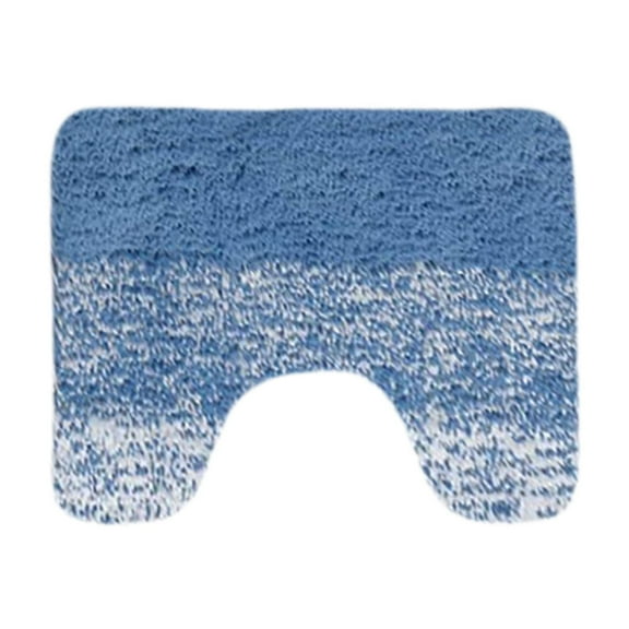 Blue U-Shaped Toilet Bath Mat Super Soft Absorbent Microfiber Plush Non-Skid Machine Washable Bathroom Rug