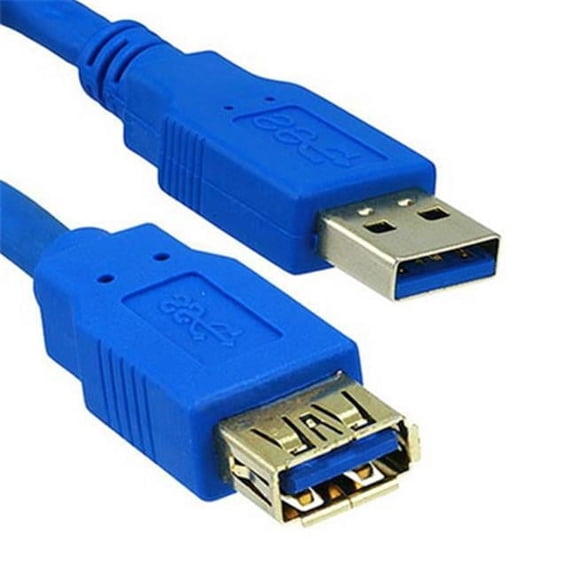 Blue USB 3.0 Extension Cable, Type A Male & Female - 1 ft.