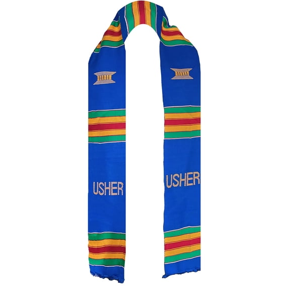 Blue USHER Kente Cloth Sash/Stole