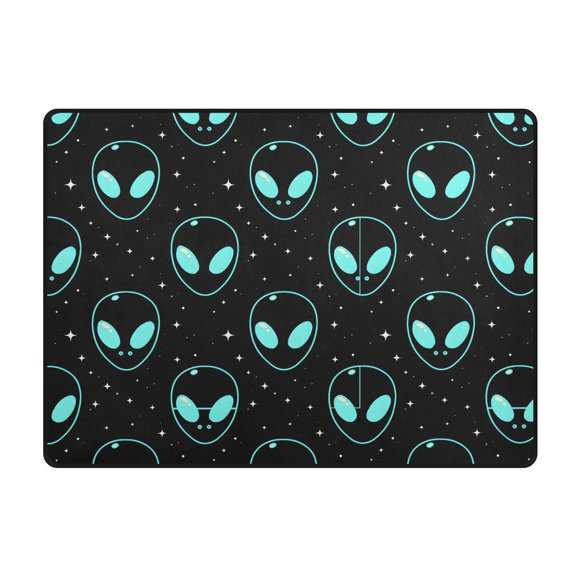 Blue Ufo Area Rug 63x48 Inch Non Slip Absorbent Soft for Bedroom Entryway