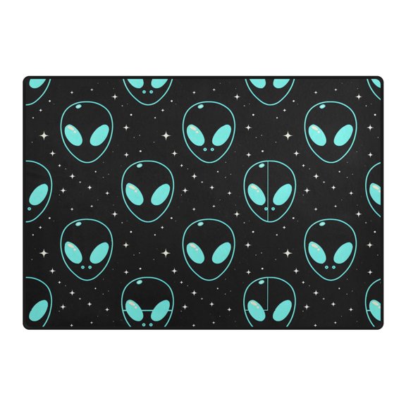 Blue Ufo Area Rug 80x58 Inch Non Slip Absorbent Soft for Living Room Dining