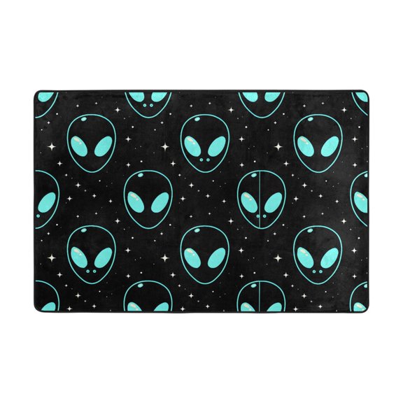 Blue Ufo Rug 36x24in Memory Foam Absorbent Non Slip Plush for Bathroom Kitchen Entryway