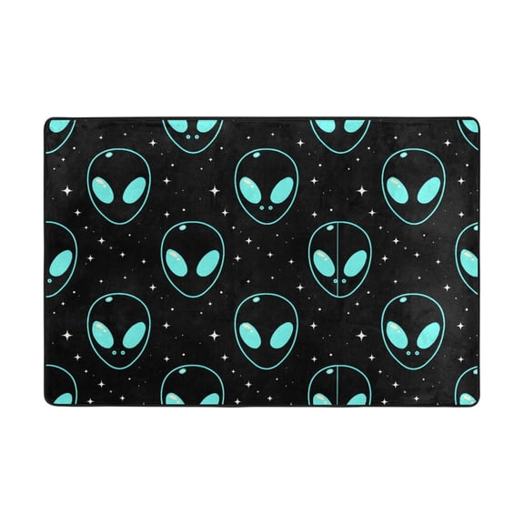 Blue Ufo Rug 72x48in Memory Foam Absorbent Non Slip Plush for Living Room Office Bedroom