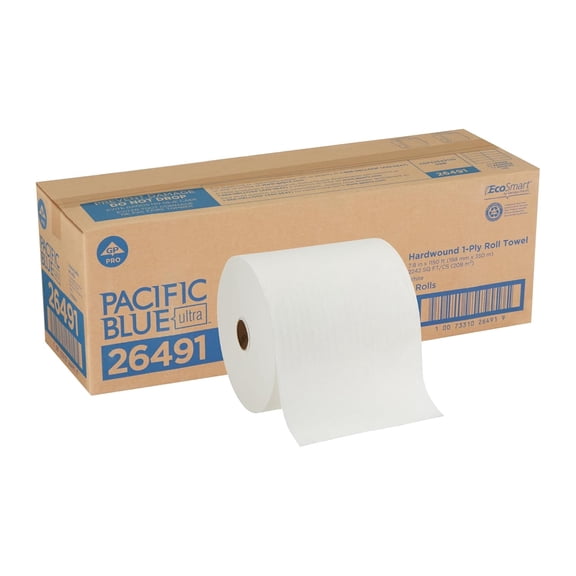 Blue Ultra 8'' High-Capacity Recycled Paper Towel Rolls by GP PRO (), White, 26491, 1,150 Linear Feet Per Roll, 3 Case