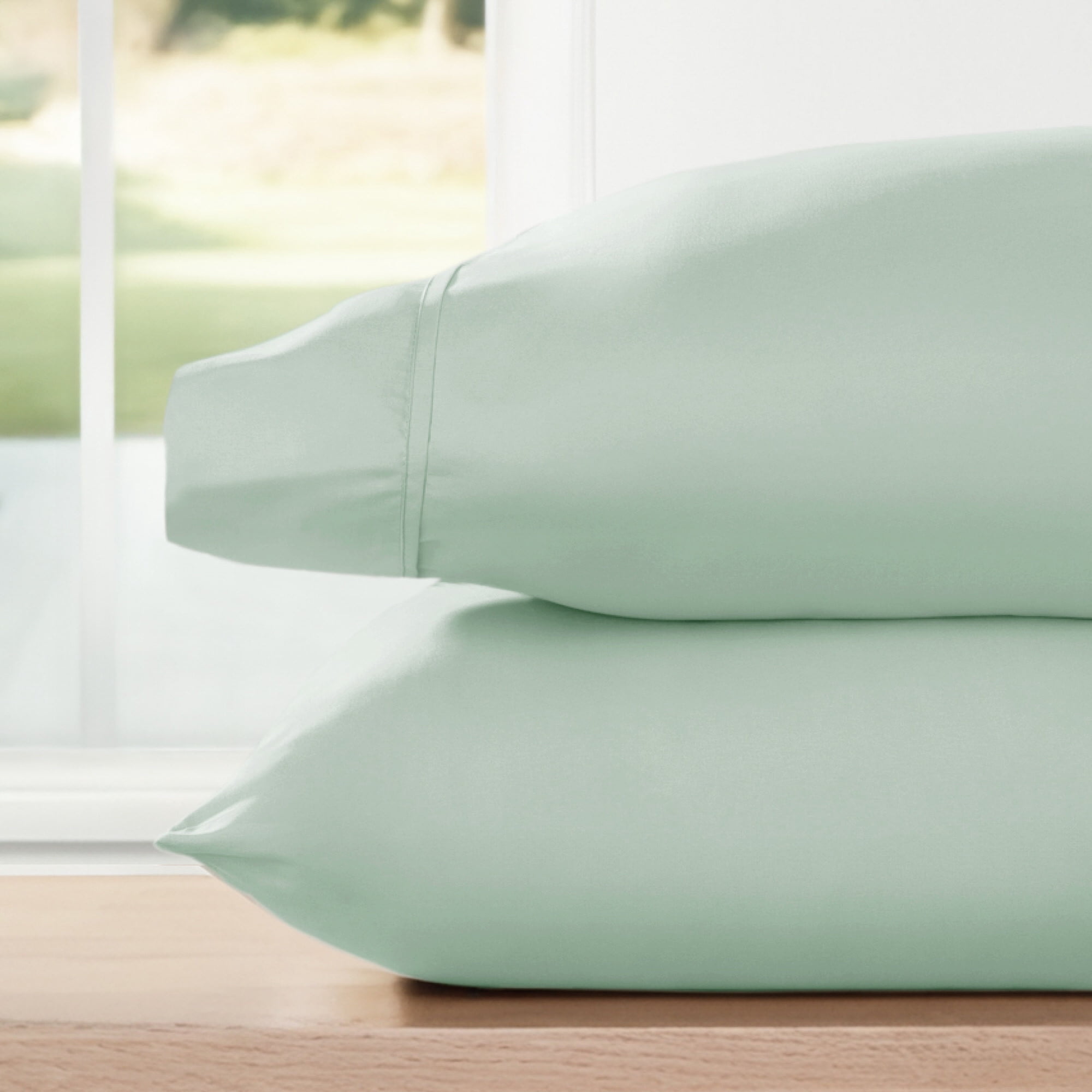 Noble Linens 2 Piece Pillow Case Set, Aqua, Standard/Queen