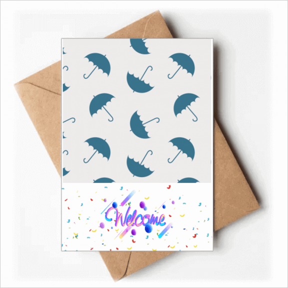 Blue Umbrella Weather Rain Cloud Welcome Back Greeting Cards Envelopes Blank