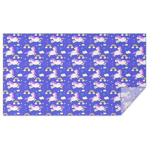 Blue Unicorn Rainbow Pattern Rectangle Tablecloth 60"x102",Waterproof Polyester Rectangle Table Cloth, Wipeable Spillproof Polyester Tablecloth for Dining, Camping, Indoor and Outdoor