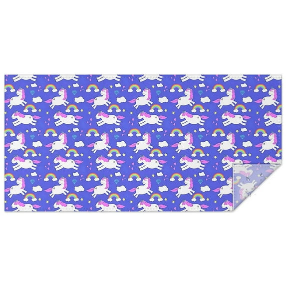Blue Unicorn Rainbow Pattern Rectangle Tablecloth 60"x120",Waterproof Polyester Rectangle Table Cloth, Wipeable Spillproof Polyester Tablecloth for Dining, Camping, Indoor and Outdoor