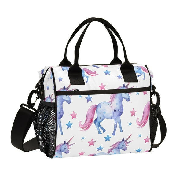 Blue Unicorns Stars Cooler Bag Lunch Bag Soft Cooler Cooling Tote Insulated Lunch Box for Adult Men Women