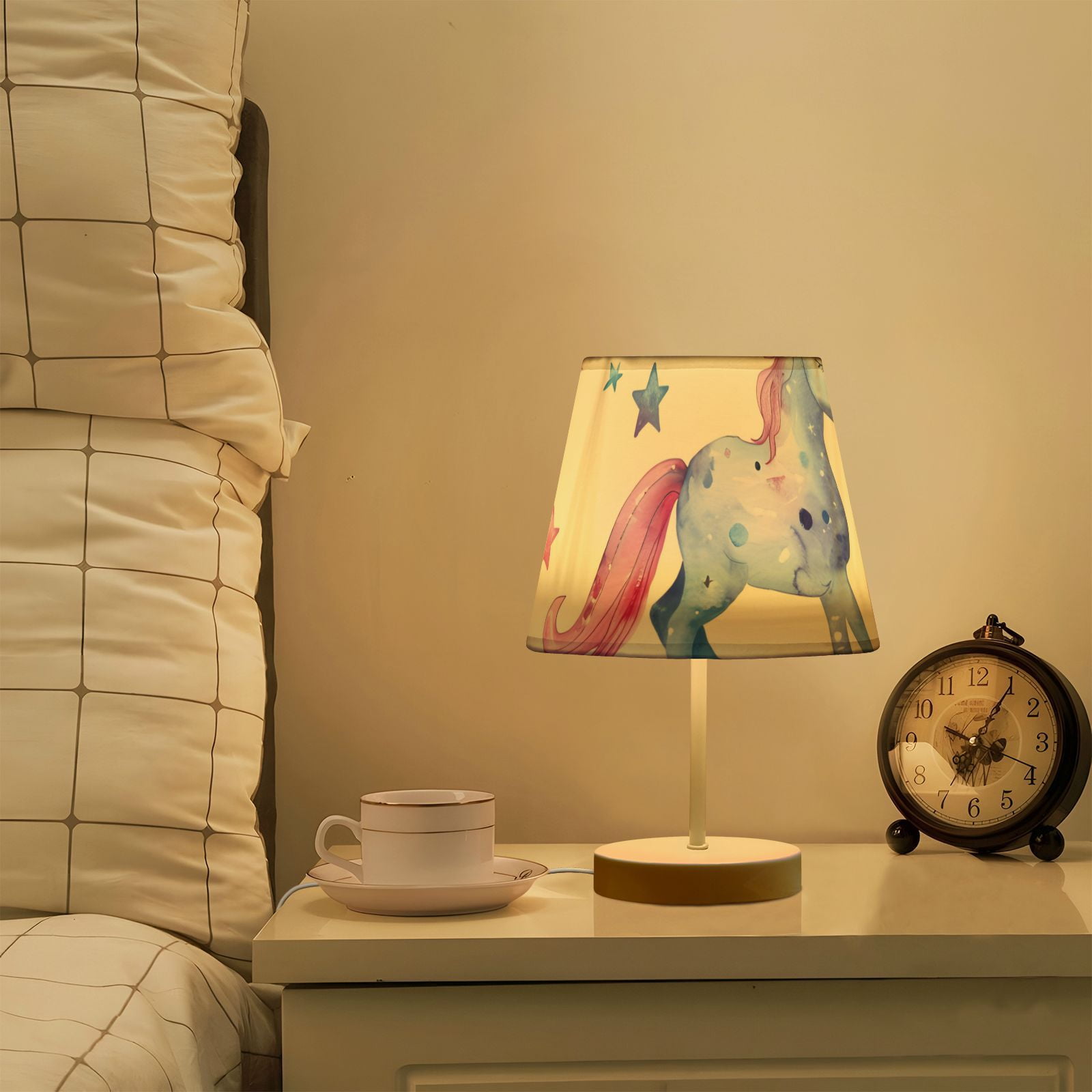 Blue Unicorns Stars LED Desk Lamp Table Lamp USB Bedside Nightstand Small Lamp for Bedroom Living Room Kids Room