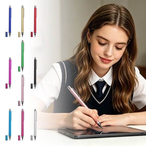 Blue Universal Capacitive Stylus, Stylus Pen for Touchscreen, Stylus Pen for Drawing, Stylus for Note Taking, 2-In-1 Dual Tip Design with Disc Tip and Mesh Tip, 6X0.5 in Slim