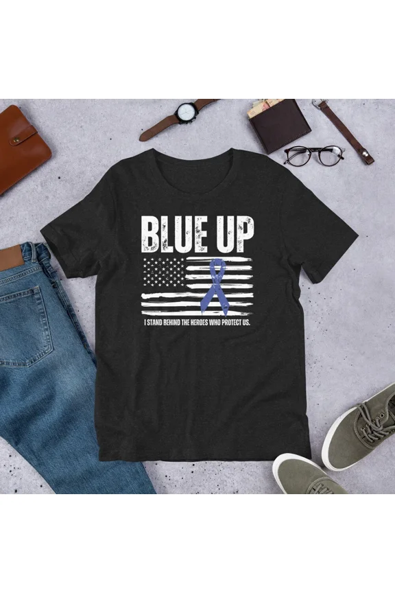 Blue Up Support Police Law Enforcement Officers Stars and Stripes Style Unisex T-Shirt up to size 5XL