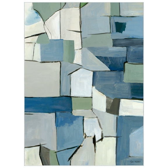 Blue Urban Abstraction Washable Geometric Art Area Rug size 8'x10', Power-loomed, Heavenly Softness with Non-Slipping Backing