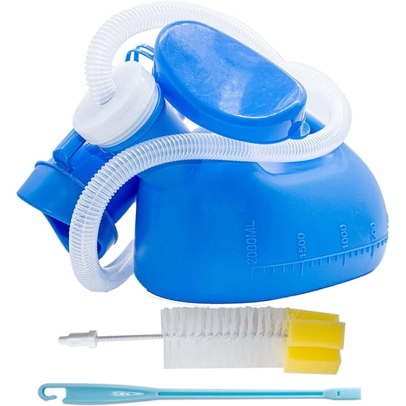 Blue Urinals for Men and Women, 2000ml Portable Urinal Spill Proof Thick Firm Female Male Pee Bottle Urine Collection Container for Elderly Incontinence Home Hospital Emergency Camping Car Travel