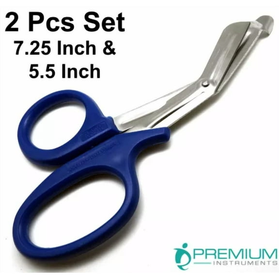 Blue Utility Scissors 5.5" & 7.25" Multi-Purpose Diy Ems Universal 2 Shears Set