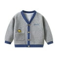 thumbnail image 1 of Blue V-Neck Knit Cardigan for Boys and Girls, Spring/Autumn Baby Sweater with Animal Design, Soft Cotton Cardigan Jacket, 1 of 3