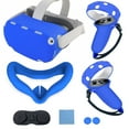 thumbnail image 1 of Blue VR Cover Accessories Set Compatible with Meta Quest 2, Silicone VR Shell, Controller Grips & Face Cover, Button Caps, Lens Cover + Glasses Cloth Set for Quest 2 (for Meta Quest 2), 1 of 4