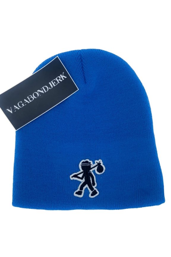 Blue Vagabond Jerk LogoMan Knit Beanie Hat