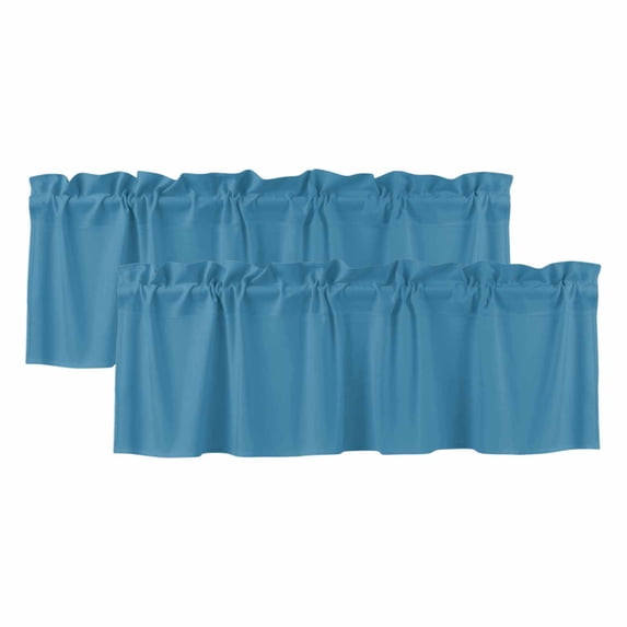 Blue Valances for Windows, Light Filtering Kitchen Curtain Valances 2 ...
