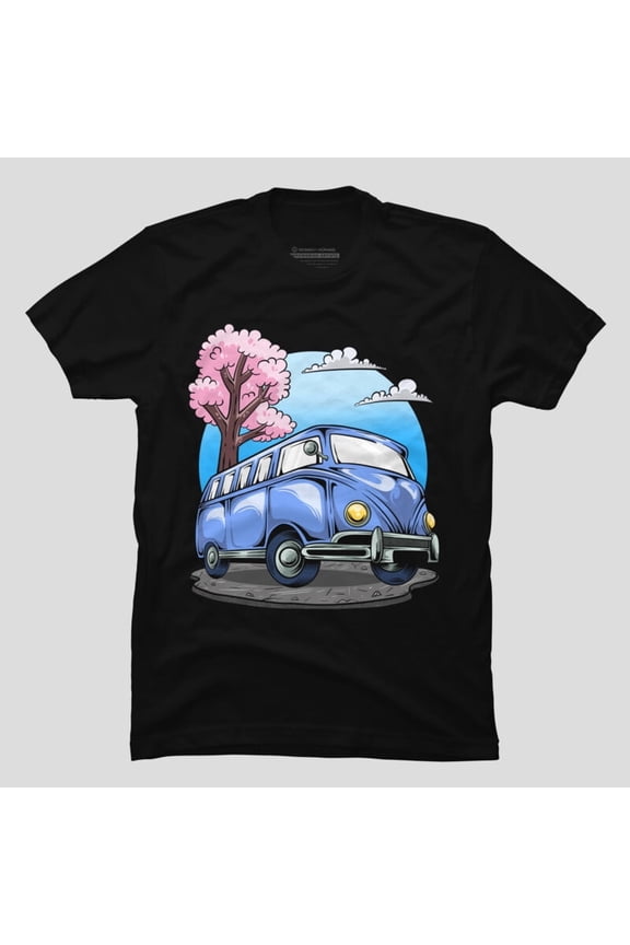 Blue Van In Summer Retro Minimalist Vintage Travel Vibes H10096 Unisex T-Shirt, Up to 5XL Available