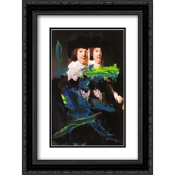 Blue Vanguard II 2x Matted 18x24 Black Ornate Framed Art Print by PI Studio