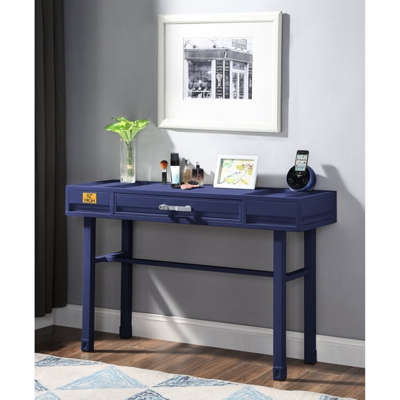 Blue Vanity Desk with Storage Drawer | Modern Design for Bedroom or Office | Metal Construction for Endurance | Resolves the Problem of Messy Storage