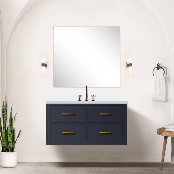 Blue Vanity with Chrome Faucet | 22 - inch Depth and Solid Wood Construction | Bring a Touch of Luxury to Your Bathroom