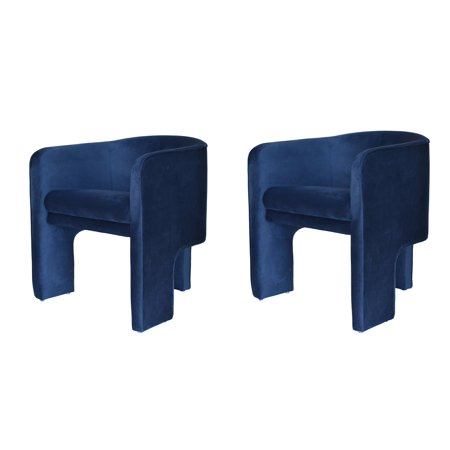 Blue Velvet Accent Chair Set 2Pcs Modrest Kyle VIG Modern Contemporary