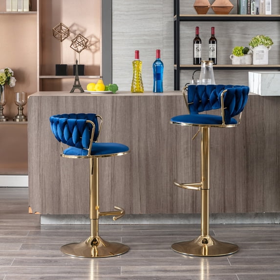 Blue Velvet Bar Stools+Mechanical Lifting”-“Home Office Bar/Saloon ...