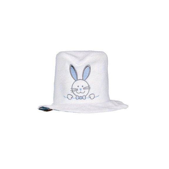 Blue Blue Velvet Bucket Hat With Bunny Ear Design For Outdoor And Festive Party Wear