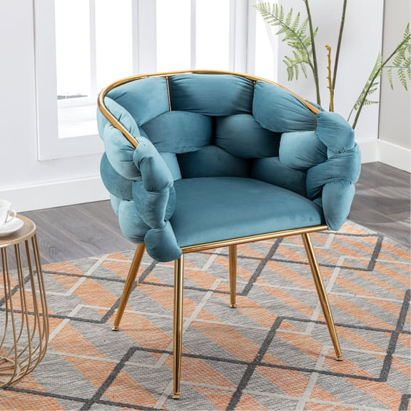 Blue Velvet Chair - Ornate and Soft - Manicure Table Decor - Good Stability and Comfort