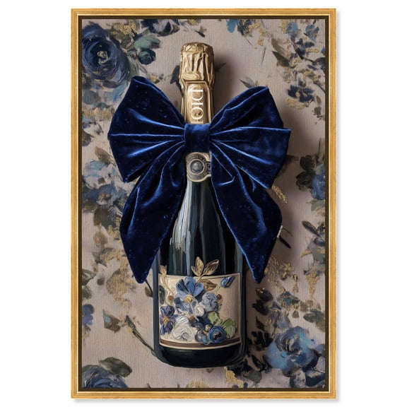 Blue Velvet Champagne Canvas Print Glam Wall Art by Art Remedy, Gold Frame, 10 x 15