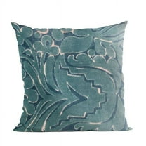 Blue Velvet Damask Luxury Throw Pillow - 16 x 16 in.
