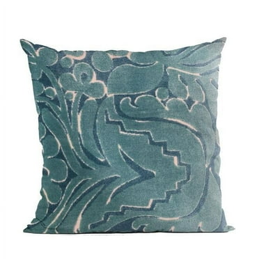 Blue Velvet Damask Luxury Throw Pillow - 16 x 16 in.