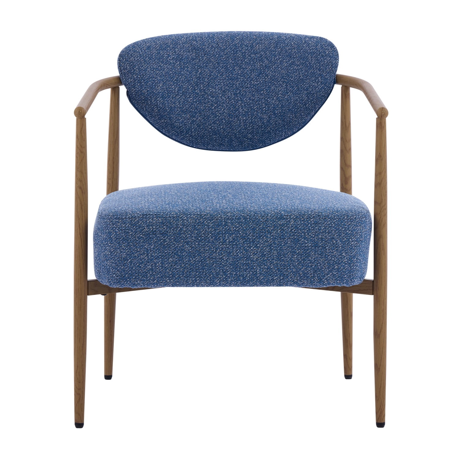 Blue Velvet Dining Chair Living Room Chair Upholstered Foam Seat Accent Chair with Metal Frame Wood Grain Water Transfer Finish for Bedroom Dining Room Cafe