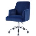 Blue Velvet Swivel Office Chair with Roller Casters 360 Degree