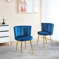 thumbnail image 1 of Blue Velvet and Metal Dining Chairs / Simple Structure for Easy Setup, 1 of 6