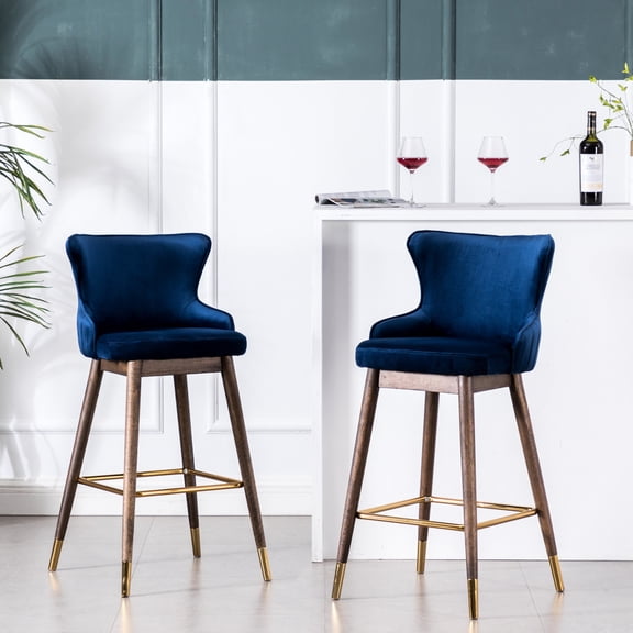 Velvet-like Texture / Party Bar Setup / Two Blue Stools