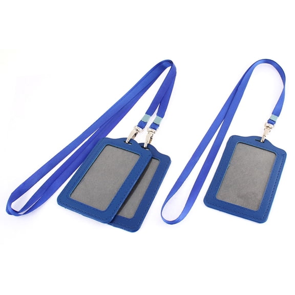 Blue Vertical Lanyard Business ID Card Badge Holder 3pcs