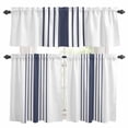 thumbnail image 1 of Blue Vertical Striped Kitchen Curtains Sets for Windows 24 Inch Length, White Minimalist Modern Rod Pocket Window Treatments Tier Curtains and Valances Set for Bedroom/Bathroom, 1 of 8