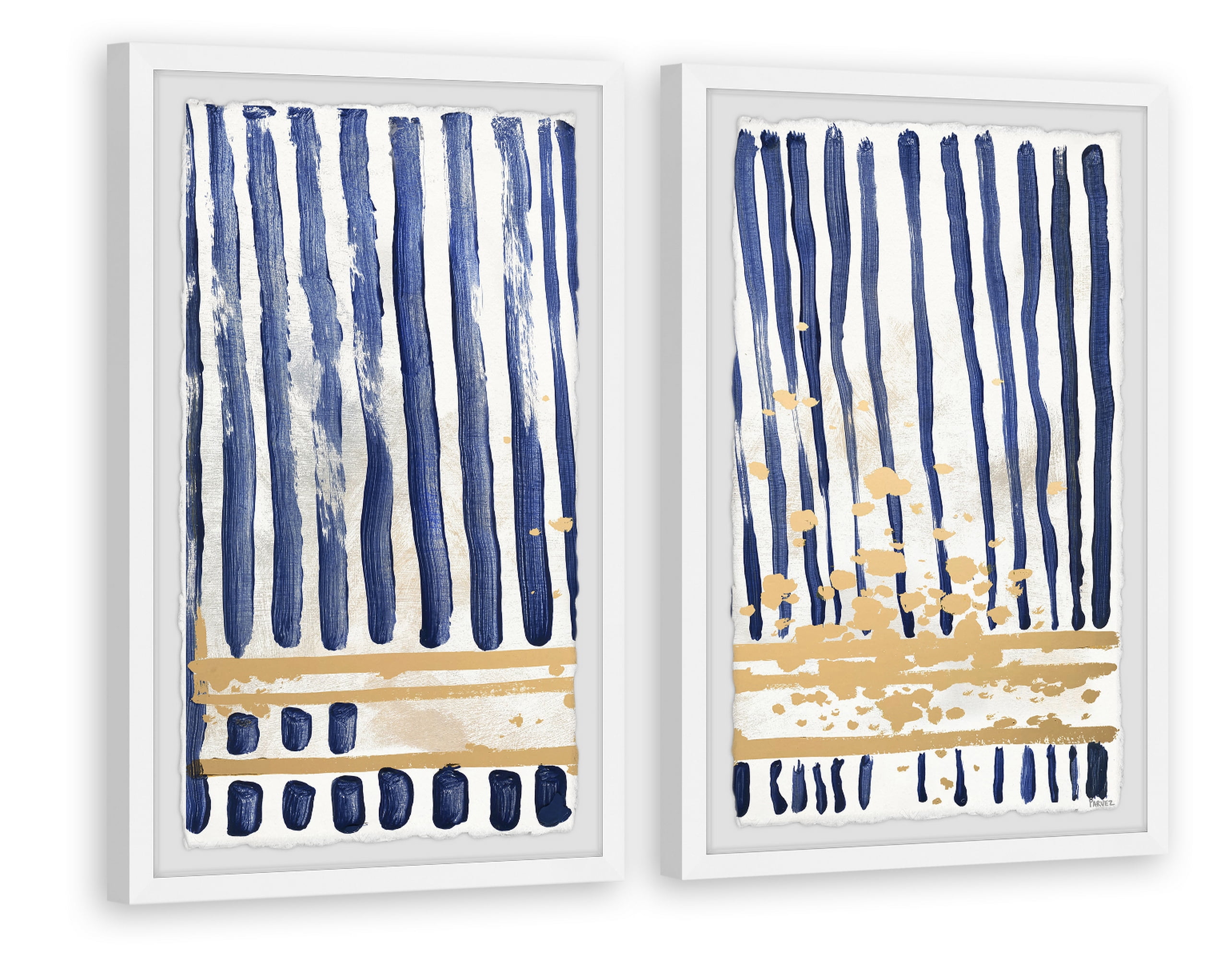 Blue and Gold Abstract Canvas Print Set