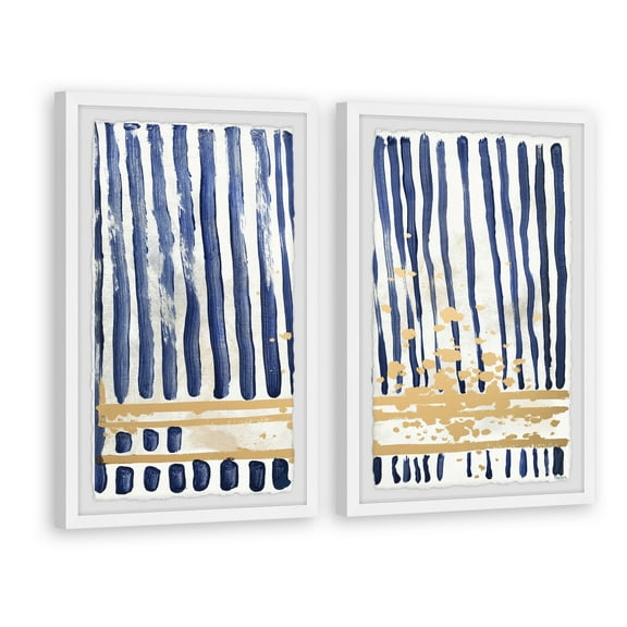 Blue Verticals Diptych