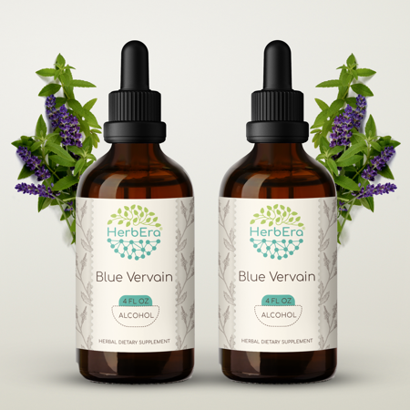 Blue Vervain Alcohol Herbal Extract Tincture, Super-Concentrated Blue Vervain (Verbena Hastata) Dried Herb 2x4 oz