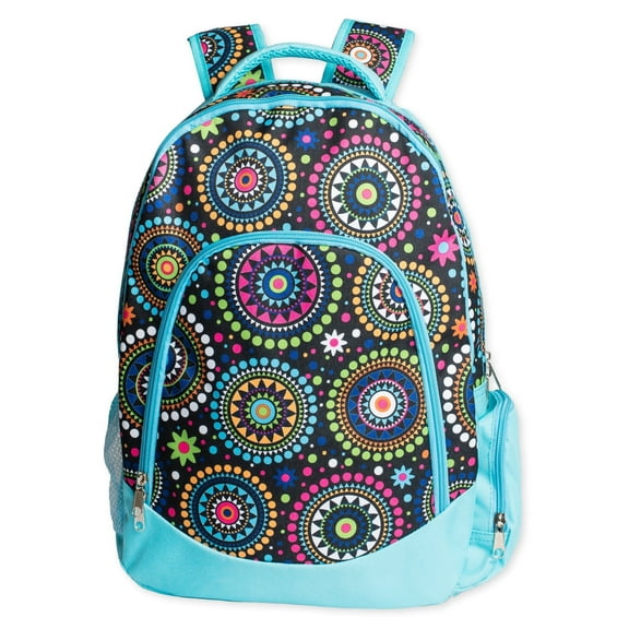 Blue Vibrant Medallion Reinforced and Water Resistant Padded Laptop School Backpack
