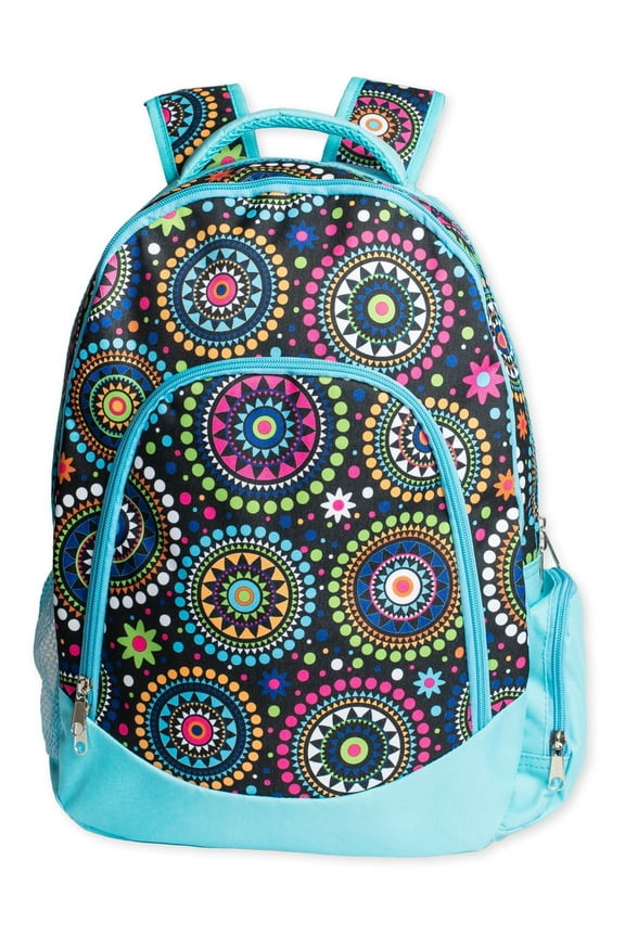 Blue Vibrant Medallion Reinforced and Water Resistant Padded Laptop School Backpack