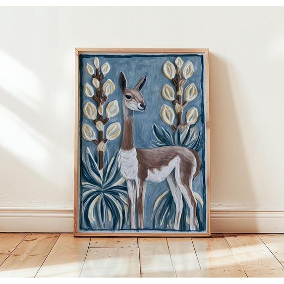 Blue Vicu±A Print Botanical Wildlife Wall Art Poster Home Decor Paper ...