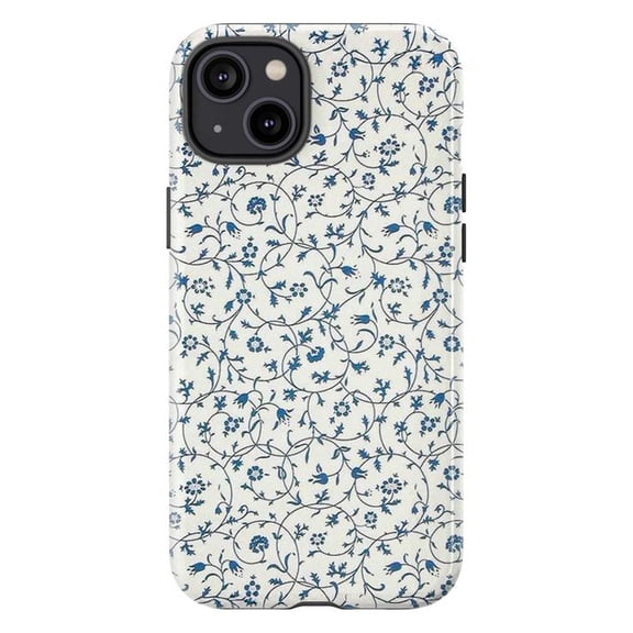 Blue Vine Floral Phone Case | Delicate Botanical Pattern on Cream Background | Phone Cover for iPhone 16 15 14 13 12 11 Pro Max